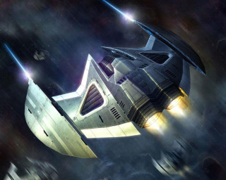 Spaceship flying sky stars bright 3 - a space ship free wallpaper