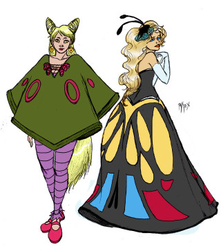 Women costumes drawing art illustration - loony toon free wallpaper for tablet