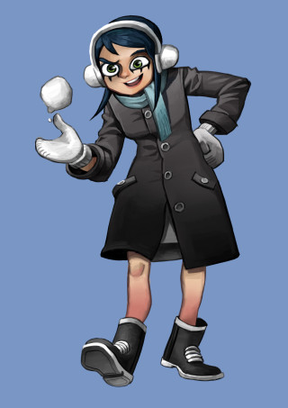 Cartoon character headphones coat image - one hand free wallpaper