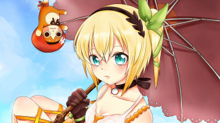 Woman umbrella bird fish head - a fish free wallpaper