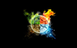 Planet fire ice glow space - triadic free wallpaper for desktop