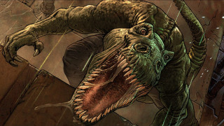 Dinosaur man mouth open background - a dinosaur free wallpaper