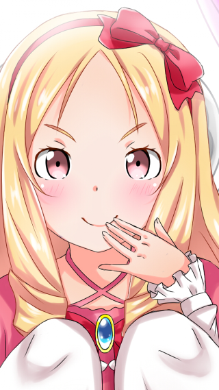 Cartoon girl blonde pink bow - giantess art free wallpaper for mobile