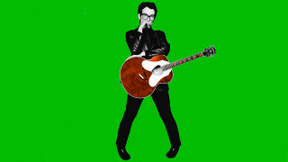 Man black jacket glasses guitar - a phone free wallpaper
