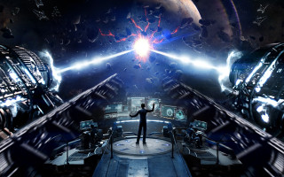 Man space station light planet - a space station free wallpaper