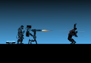Couple gun air man chair - robot free wallpaper for desktop
