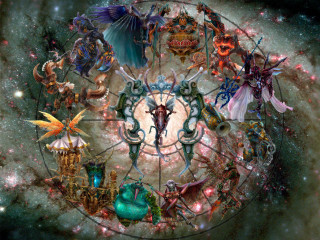 Zodiac signs stars space background - donato giancola free wallpaper