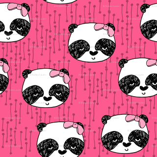 Panda bow pink stripes dots - its head free wallpaper for tablet