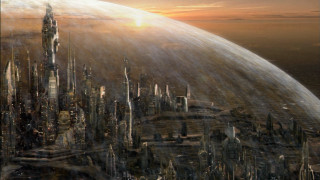 Futuristic city dome sunset background - elysium free wallpaper for desktop