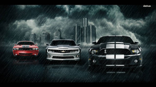 Three cars dark city storm - three car free wallpaper for desktop