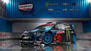 Car monster wheels garage blue - monster free wallpaper