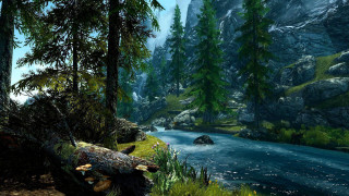 River forest rocks trees mountain 4 - bob ross free wallpaper for desktop