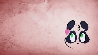 Panda green eyes pink background - a panda bear free wallpaper