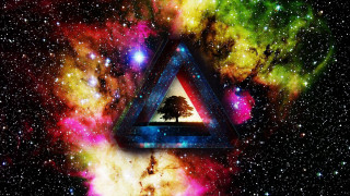 Triangle tree galaxy stars middle 2 - a tree in the middle of it free wallpaper