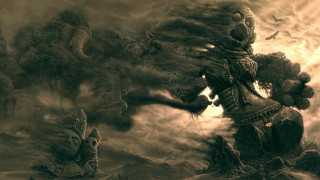 Demon storm clouds demon back - beksinski free wallpaper