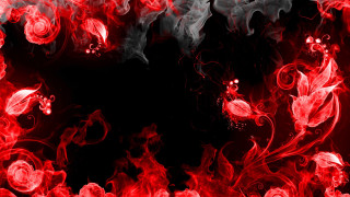 Red black background smoke flowers 2 - border free wallpaper
