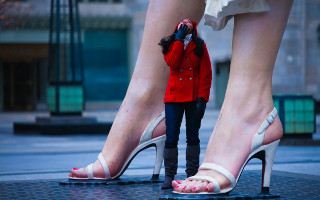 Woman girl red jacket white - giantess art free wallpaper