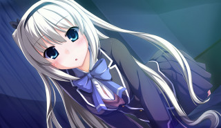 Anime girl white hair blue - aguri uchida free wallpaper