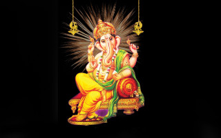Ganesha couch black background gold - a gold frame free wallpaper
