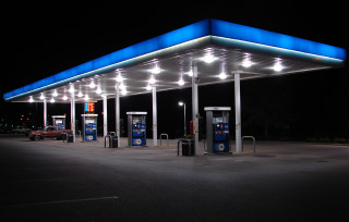 Gas station blue light night - a gas station free wallpaper