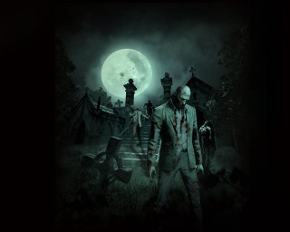 Zombies cemetery night fullmoon walking - a group of zombies free wallpaper