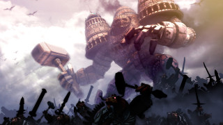 People giant robot clouds bats - a bunch of people free wallpaper
