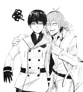 Anime couple hugging arms around 2 - their shoulder free wallpaper for tablet