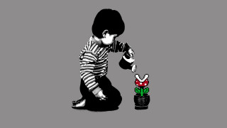 Child sitting floor flower vase - a child free wallpaper for desktop