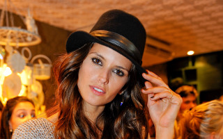 Woman hat sweater phone crowded - brown hair free wallpaper