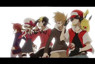 Group people pokemon backs cellphone - pokemon free wallpaper