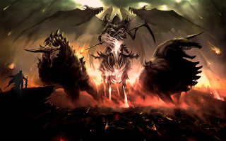 Demonic creatures field fire smoke - demonic creature free wallpaper