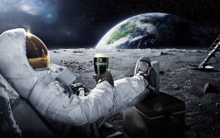 Man space suit moon drinking - a beer free wallpaper