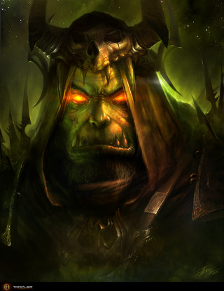 Horned man glowing eye painting - horn free wallpaper for mobile