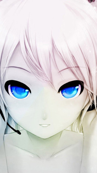 Girl blue eyes cat ears - serious free wallpaper for mobile