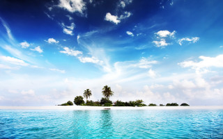Small island trees ocean blue 2 - the middle of the ocean free wallpaper