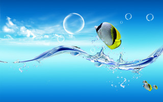 Fish swimming ocean bubbles underwater 3 - airbrush free wallpaper