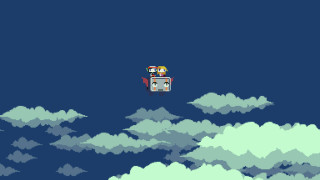 Pixelart personflying plane clouds mountains - eden box free wallpaper