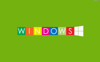 Green background windows colorful blocks - typographic free wallpaper for desktop