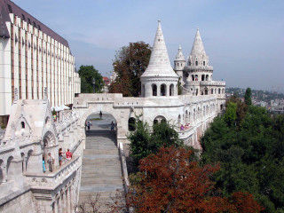 Castle staircase people trees building - aladár körösfőikriesch free wallpaper