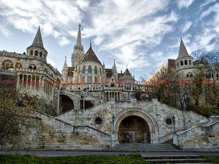 Castle staircase clock tower building - top of its free wallpaper