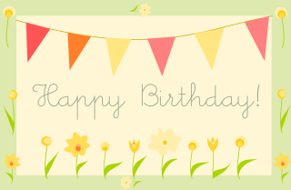Birthday card bunting flowers celebration - a birthday card free wallpaper