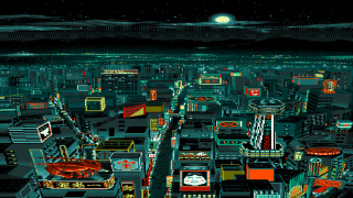 Cityscape full moon buildings night - cyberpunk city free wallpaper