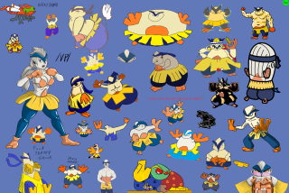 Cartoon characters grouped blue background - a bunch of cartoon characters free wallpaper