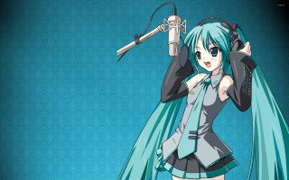 Girl blue hair microphone blue - blue hair holding free wallpaper for desktop