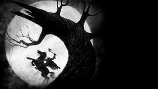 Tree person moon black white - a full moon in the background free wallpaper for desktop