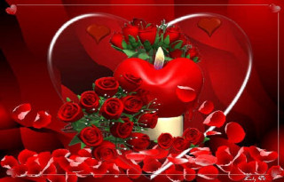 Heart shaped roses candle red - felipe seade free wallpaper