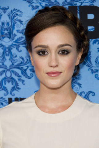 Woman braid white dress blue - a blue wall free wallpaper for mobile