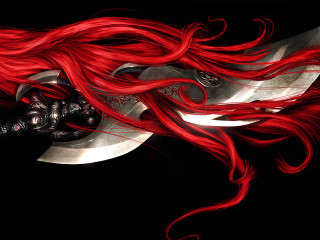 Woman red hair sword half - red hair and a sword free wallpaper