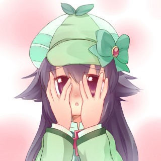 Girl green hat dress blush - long hair free wallpaper for tablet