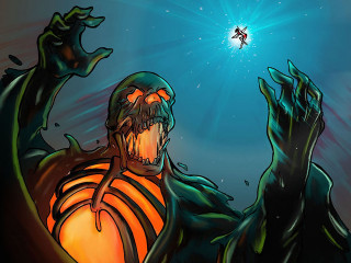 Skeleton holding lightbulb person background - light bulb free wallpaper